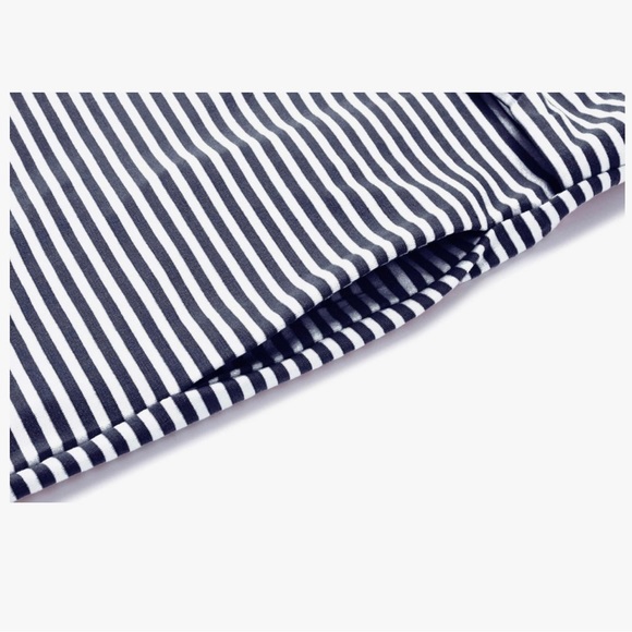 Women's Striped Short Sleeve T Shirt Dress Casual Tie Waist with Pockets - Picture 4 of 5